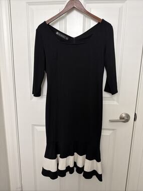 Nice-Forever Vintage Patchwork Mermaid Dress Business Party Black & White Sz 8